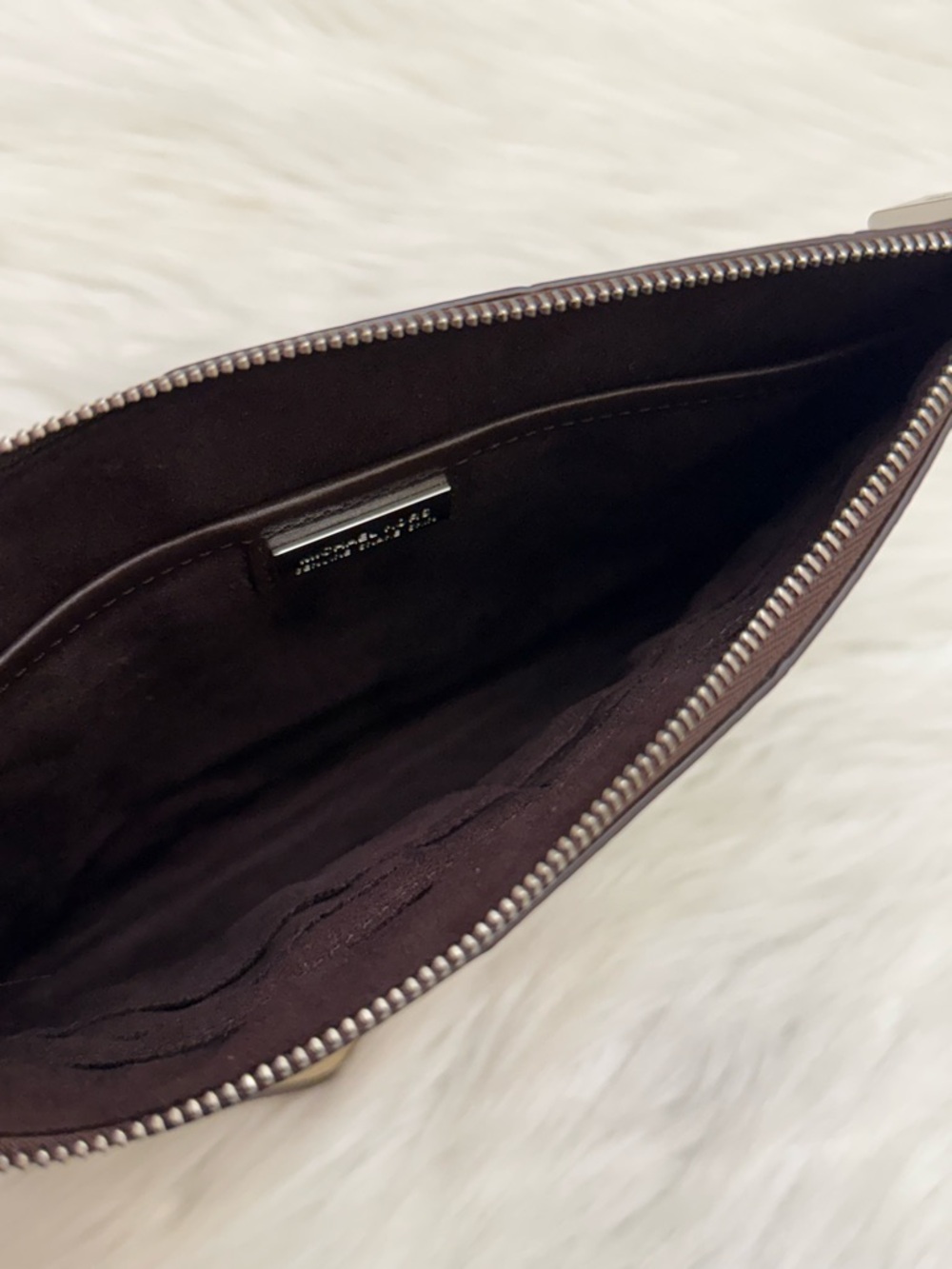 MICHAEL KORS - GENUINE GREY TAN SNAKE SKIN LEATHER SUEDE WRISTLET CLUTCH BAG - Picture 8 of 14